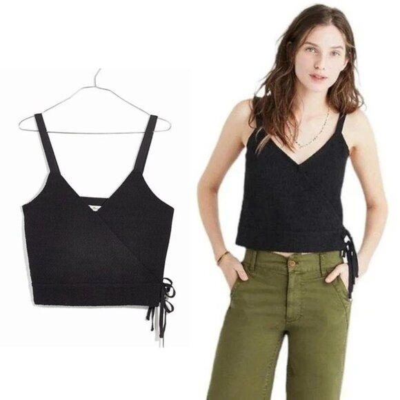 Madewell - Finale Tank Top Cropped Faux-Wrap Blouse G6365 | Small | True Black - Picture 1 of 12